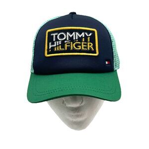 Tommy Hilfiger Mesh Back Big Spellout Patch Hat w Logo NWOT Colorblock Snapback